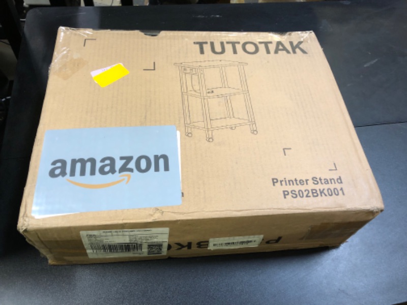 Photo 1 of TUTOTAK 3 Tier Printer Stand, Rolling Printer Cart with Power Outlets and USB Ports, Mobile Printer Table with Wheels, for Under Desk, Office, Home, Greige PS02BK001