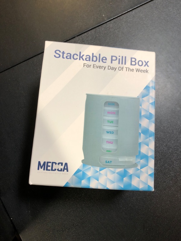 Photo 1 of MEDca Weekly Pill Organizer, 1 Dispenser, 7 Stackable Compartments Four Times-a-Day - Morning, Noon, Evening, and Bedtime, Grey