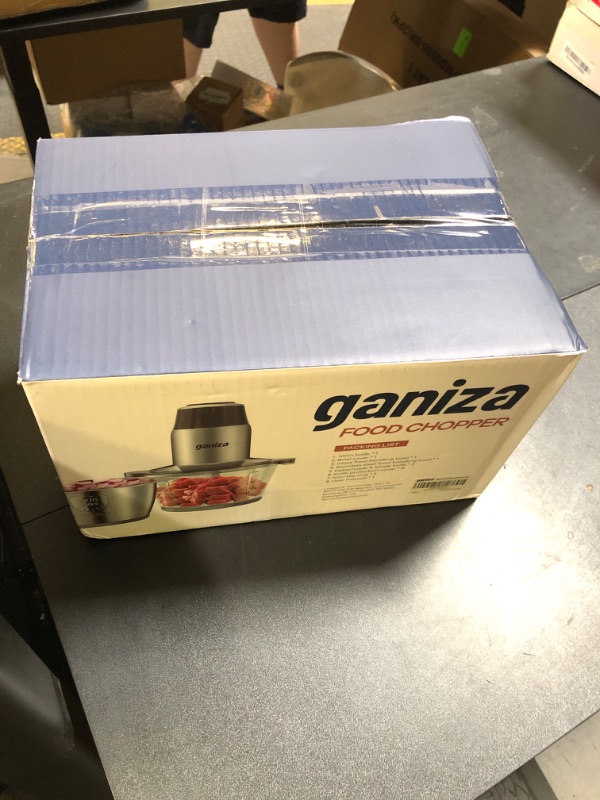 Photo 1 of GANIZA Food Processors, Electric Food Chopper with Meat Grinder & Vegetable Chopper - 2 Bowls (8 Cup+8 Cup) with Powerful 450W Copper Motor - Includes 2 Sets of Bi-Level Blades for Fruits/Meat/Nuts