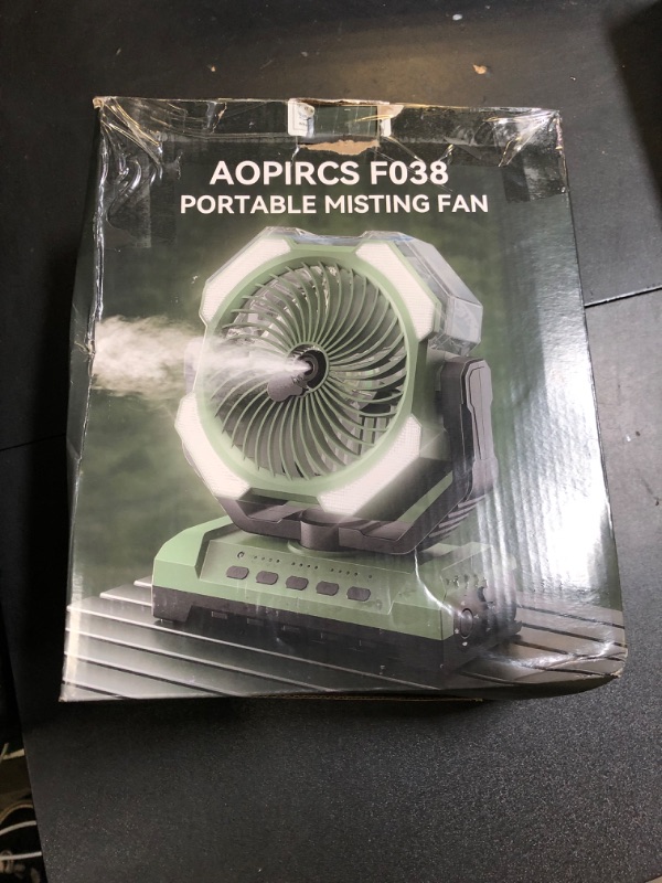 Photo 1 of Camping Misting Fan - 30000mAh Portable Battery Powered Fans with 9oz Water Tank, Light, Hook - Rechargeable, 120H Cooling, Last 5H Mist, 4 Speed, Sleep Mode - Outdoor Fan for Travel, Patios, Fishing