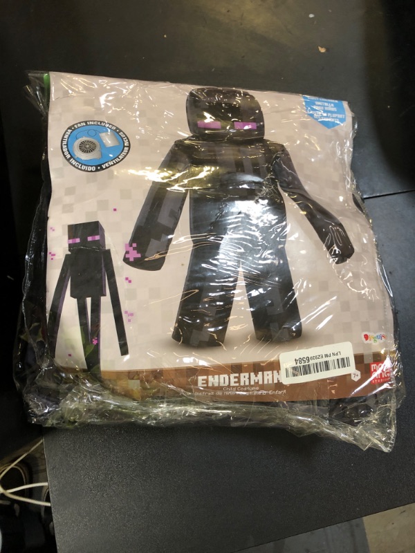 Photo 1 of Enderman Costume, Inflatable Minecraft Costumes for Kids, Child Size Fan Operated Expandable Blow Up Suit Black