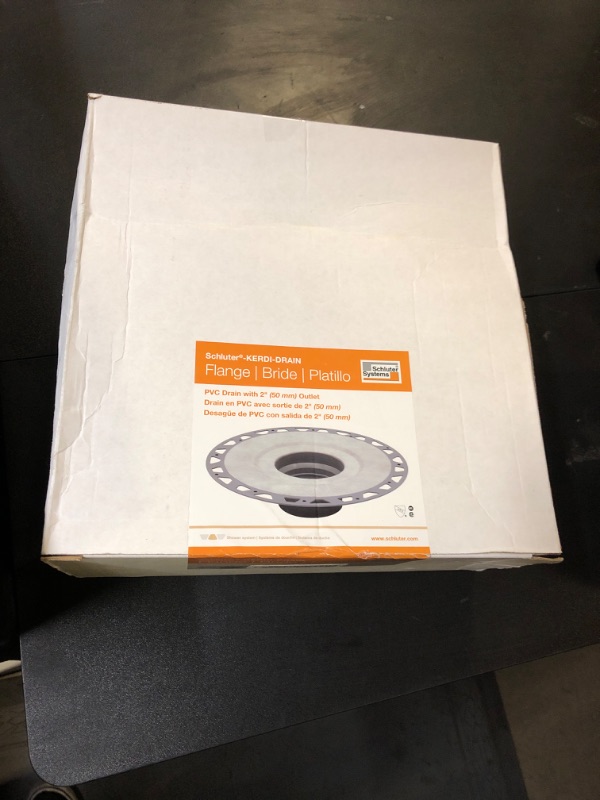 Photo 1 of Schluter Kerdi-Drain PVC Shower Flange Kit with Preformed Waterproofing Corners - Ideal for New and Renovation Projects - 2-Inch Outlet, Easy Installation - KD2FLKPVC
