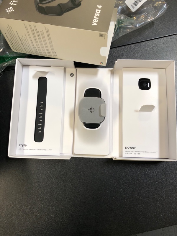 Photo 1 of Fitbit Versa 4 Fitness Smartwatch with Daily Readiness, GPS, 24/7 Heart Rate, 40+ Exercise Modes, Sleep Tracking and more, Black/Graphite, One Size (S & L Bands Included)