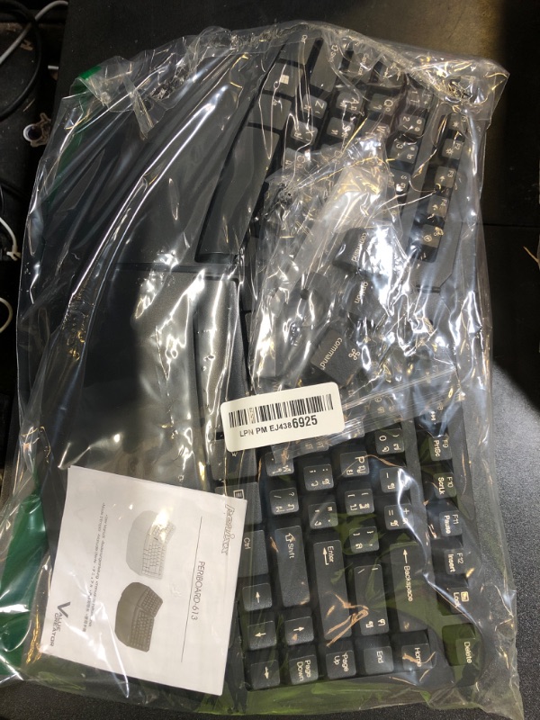 Photo 1 of Perixx PERIBOARD-613B Compact Wireless Ergonomic Split Keyboard with Dual 2.4G and Bluetooth Mode - Compatible with Windows 10 and Mac OS X System - Black - US English (11804)