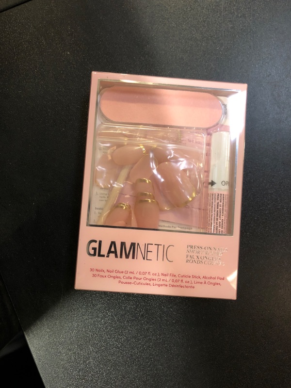 Photo 1 of Glamnetic Press On Nails - Goal Digger | Glossy, Semi-Transparent, Short Round Nails, Reusable | 12 Sizes - 30 Nail Kit with Glue