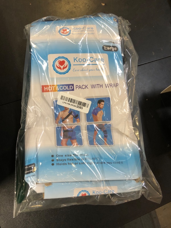 Photo 1 of Koo-Care Large Flexible Gel Ice Pack & Wrap with Straps for Hot Cold Therapy - Pain Relief for Shoulder Rotator Cuff, Back, Hip, Knee Replacement Surgery, Shin Splint Injuries Reusable - 11" x 14"