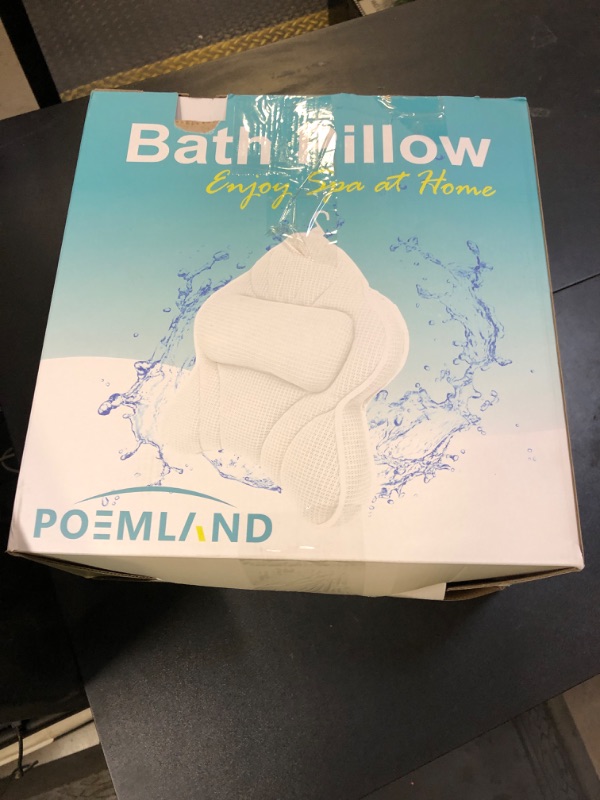 Photo 1 of Poemland Extra Thick Large Bath Pillow with Neck,Back,Head Support for Bathtub, Spa, Soaking White(21''x17'')