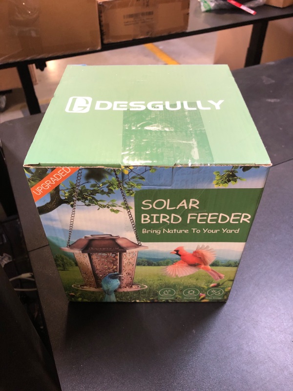 Photo 1 of Solar Bird Feeders for Outdoors Hanging - Premium Grade Metal Bird Feeder, Chew-Proof, Weather and Water Resistant Wild Bird feeders, Outside and Garden Decoration-New