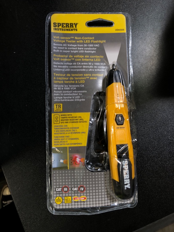 Photo 1 of Sperry Instruments VD6508 Detector with Flashlight,cETLus Listed Lifetime, Warranty, 1, 5 Clams/Master Non-Contact Voltage Tester, Yellow