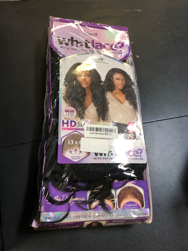 Photo 1 of Sensationnel What Lace 13X6 Wigs - Latisha Lacefrontal Hand Tied Glueless Synthetic With Natural Density Preplucked Hairline (Jet Black 1)
