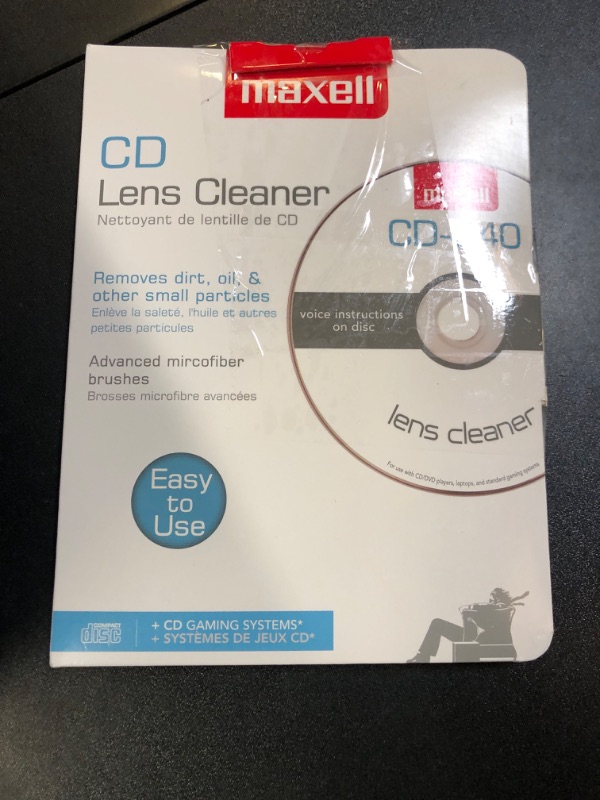 Photo 1 of CD Laser Lens Cleaner Disc with Microfiber Brushes and Instructions from Maxell