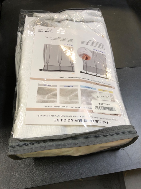 Photo 1 of 100% Blackout Shield Linen Look Textured Pinch Pleated Curtains Blackout Drapes 90 Inch Long 2 Panels Set, Faux Linen Blackout Curtains for Bedroom & Living Room, 40" W x 90" L, Bright White