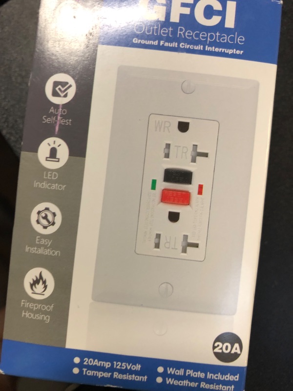 Photo 1 of ANKO GFCI Outlet 20 Amp, UL Listed, Tamper-Resistant, Weather Resistant Receptacle Indoor or Outdoor Use, LED Indicator with Decor Wall Plates and Screws