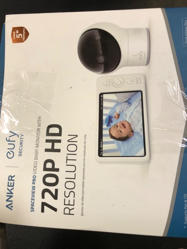Photo 1 of eufy Security, SpaceView Pro Video Baby Monitor E210 with 5" Screen, Two-Way Audio, Security Camera, 720p, Pan & Tilt, Night Vision, Lullaby Player, Wide Angle Lens Not Included (No App Required)