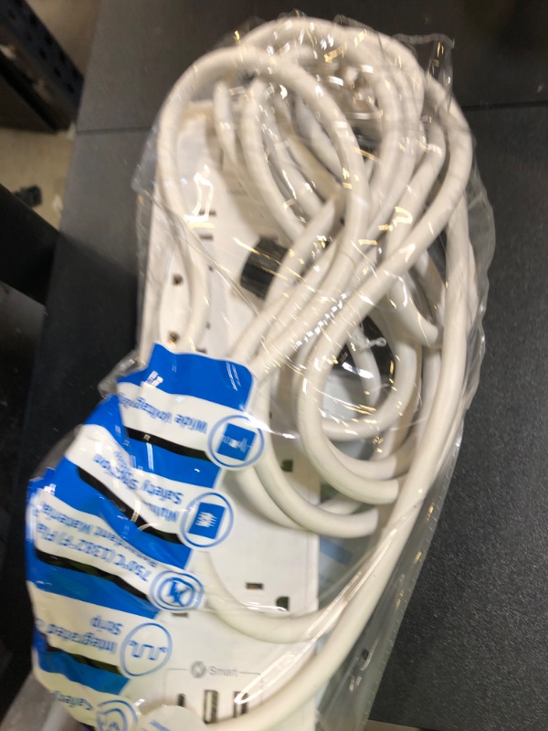 Photo 1 of 15 ft Extension Cord Flat Plug Power Strip, NTONPOWER 2100 Joules Surge Protector with 12 Outlet 3 USB Port, 1875W/15A, Overload Protection, Long Cord Wall Mountable for Home Office Accessories, White