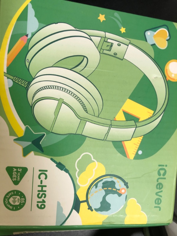 Photo 1 of iClever Kids Headphones for School Travel, Safe Volume Limited, HD Mic Stereo Sound Over-Ear Girls Boys Headphones for Kid, FunShare Foldable 3.5mm Wired for iPad Computer, HS19
