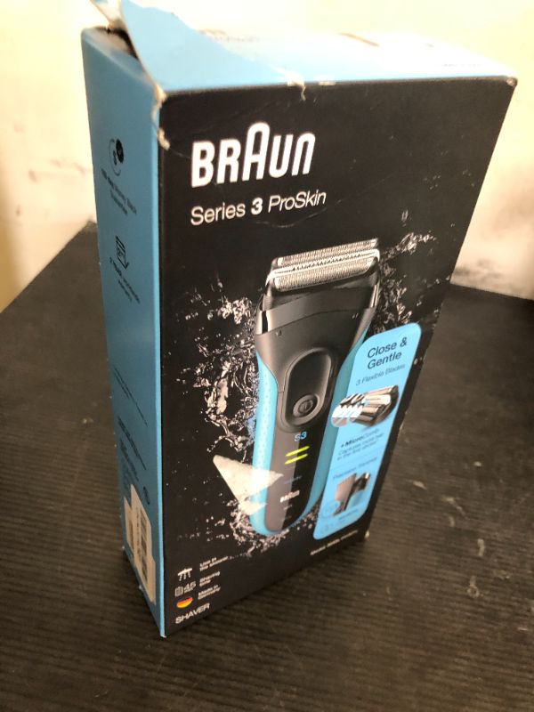 Photo 1 of Braun Electric Series 3 Razor with Precision Trimmer, Rechargeable, Wet & Dry Foil Shaver for Men, Blue/Black, 4 Piece