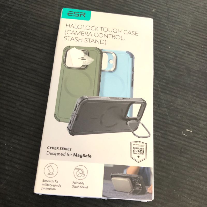 Photo 1 of ESR for iPhone 16 Pro Max Case with Stash Stand, Camera Control, 23FT Military-Grade Shock-Absorbing Drop Protection, Compatible with MagSafe Accessories, Magnetic Cyber Series, Black