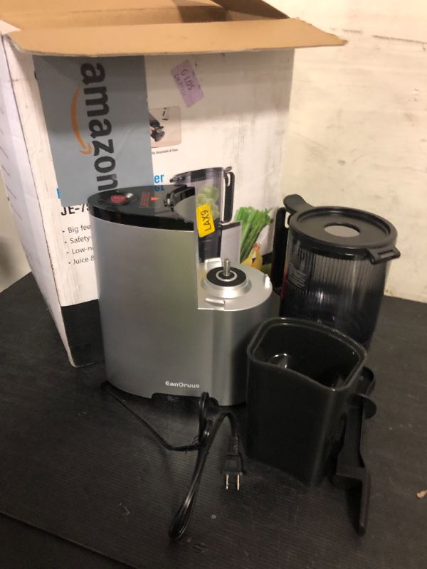 Photo 1 of Cold Press Juicer, 5.8" Wide Feed Chute Juice Extractor Machine with 400W, High Juice Yield, Slow Masticating Juicer for Whole Vegetables & Fruits, Metallic Silver