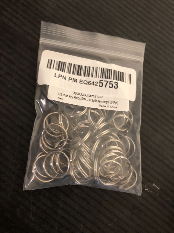 Photo 1 of 1/2 Inch Split Key Rings,Stainless Steel Dog Tag Mini Rings,Small Key Chain Ring for Craft,Car Keys,Women and Men Car Key Rings - Pack of 60 Pcs