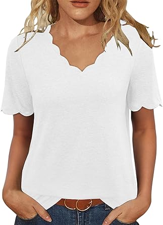 Photo 1 of JomeDesign V Neck Shirts Casual Short Sleeve Sexy Womens Tops Colar- S