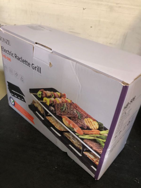 Photo 1 of Raclette Grill, Indoor Grills Electric Smokeless Korean BBQ Grill Table, 2 in 1 Electric Griddle Nonstick with 8 Raclette Cheese Pans Adjustable Temperature Control 1300W Ideal for Family & Party Fun