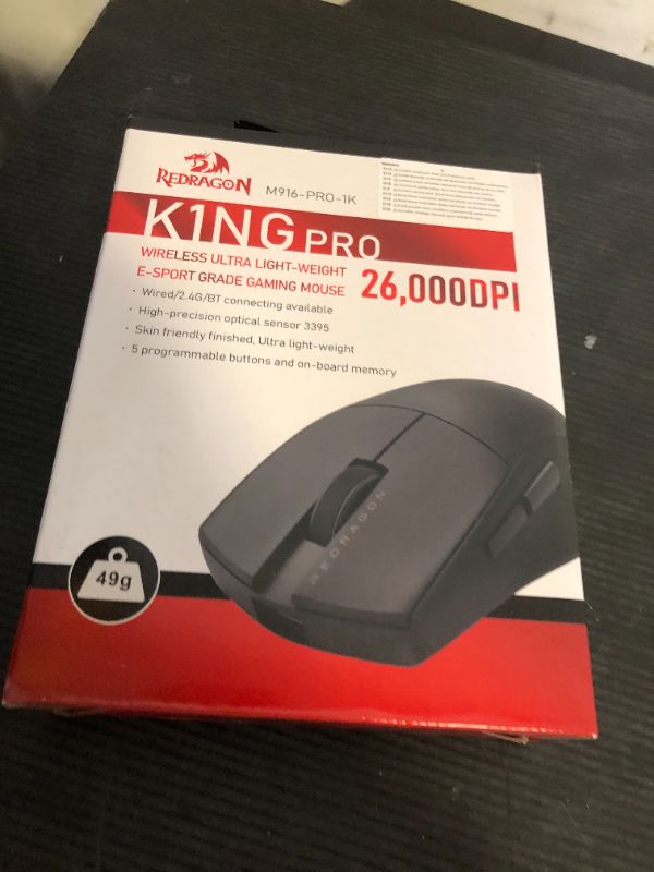 Photo 1 of Redragon M916 PRO 3-Mode Wireless Gaming Mouse, 49G Ultra-Light 26K DPI Mouse w/Ergonomic Natural Grip Build, Full Programmable Buttons, Software Supports DIY Keybinds & DPI
