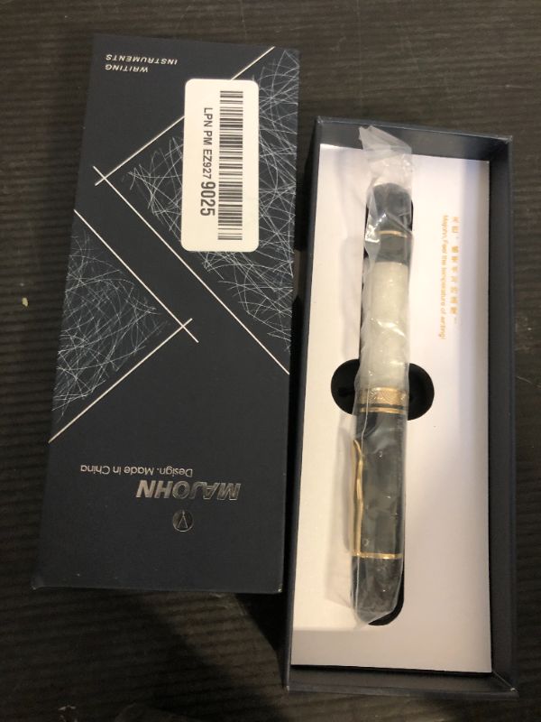 Photo 1 of erofa Majohn P139 Piston Fountain Pen Extra Fine Nib with Box, Brass Piston System Large Capacity Resin Writing Pen, Black White
