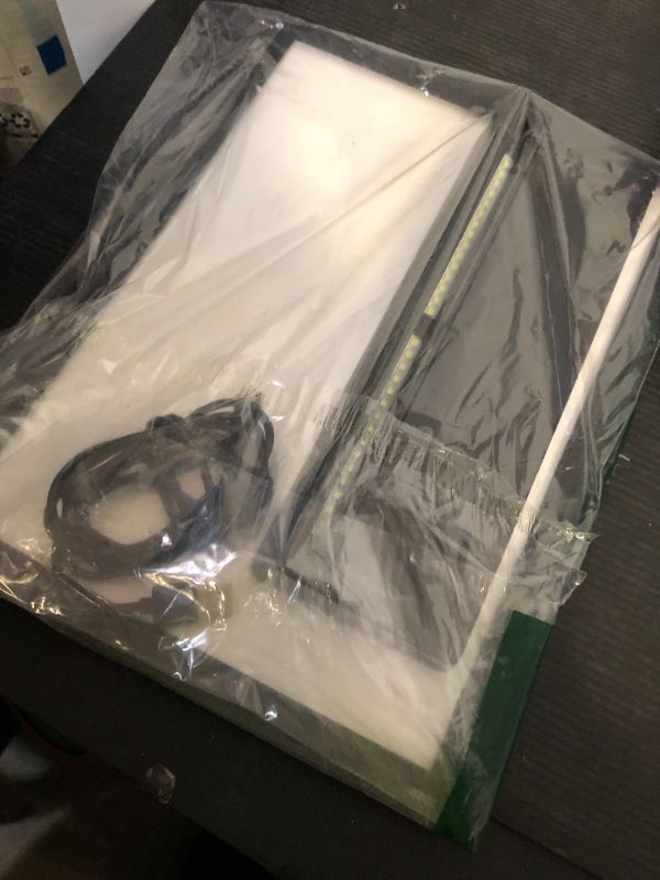 Photo 1 of ECKEK LED Sign Holder Clear Sign Holder with LED Light Box, Table Menu Display Stand LED Menu Board A4 (white light version L shape with black frame)