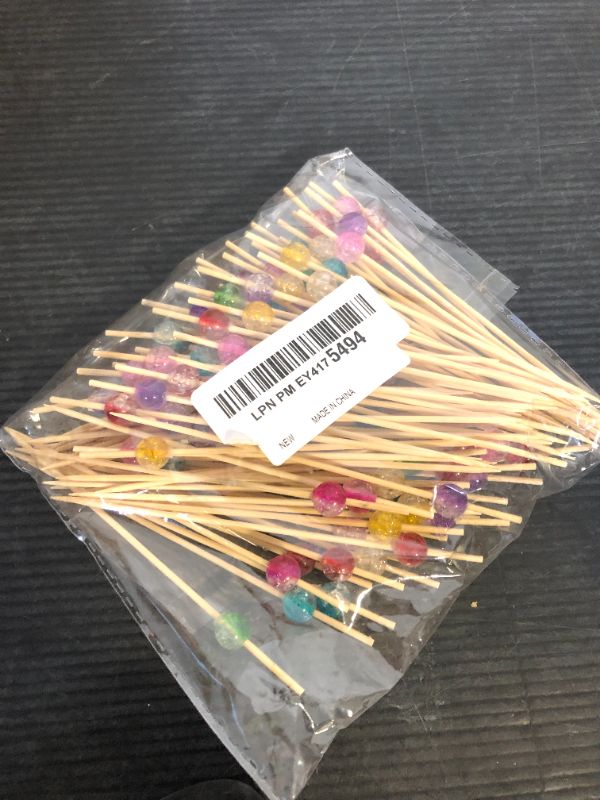 Photo 1 of ALINK 100-Pack Cocktail Picks, Colorful Pearl Fancy Toothpicks for Appetizers, Wooden Food Picks Skewers for Food, Drinks, Fruits Party, Charcuterie Accessories - 4.72 inch