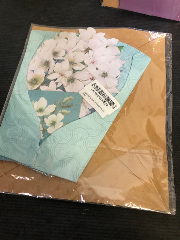 Photo 1 of Gcardist 12" Pop Up Cards,Bouquet Greeting Cards 3D Popup Blossom Paper Flower Greeting Cards White Lilac for Mother’s Day, Birthday, Anniversary, Wedding ?Note Card ? Envelope Included?