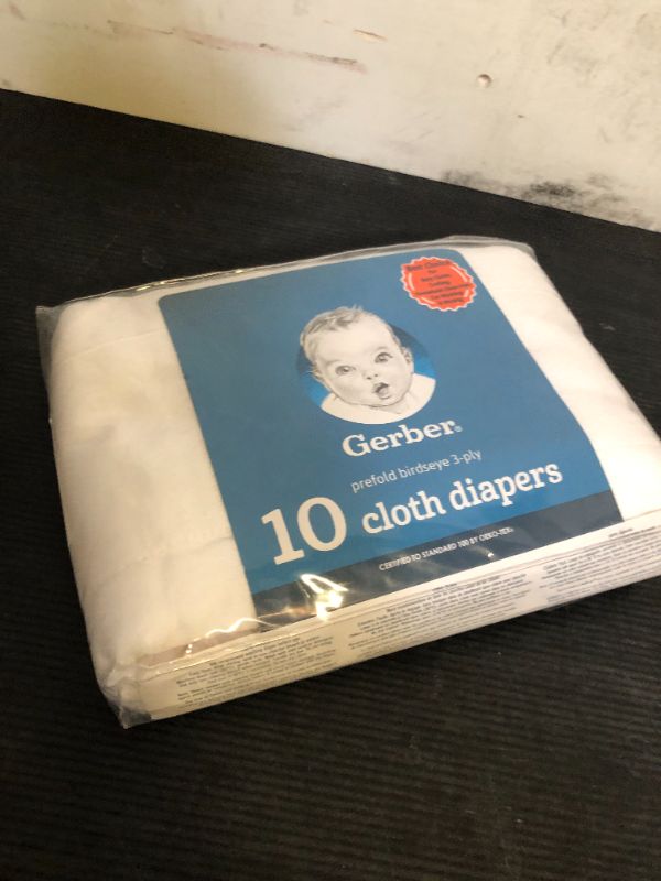 Photo 1 of Gerber Unisex Baby Boys Girls Birdseye Prefold Cloth Diapers Multipack White 3-Ply 10 Pack