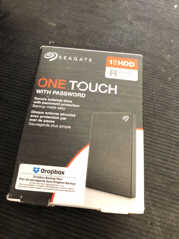 Photo 1 of Seagate One Touch, 1TB, Password Activated Hardware encryption, Portable External Hard Drive, PC, Notebook & Mac, USB 3.0, Black (STKY1000400)