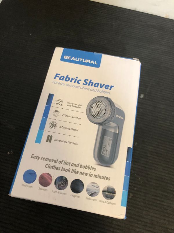 Photo 1 of BEAUTURAL Fabric Shaver and Lint Remover, Sweater Defuzzer with 2-Speeds, 2 Replaceable Stainless Steel Blades, Battery Operated, Remove Clothes Fuzz, Lint Balls, Pills, Bobbles Gray