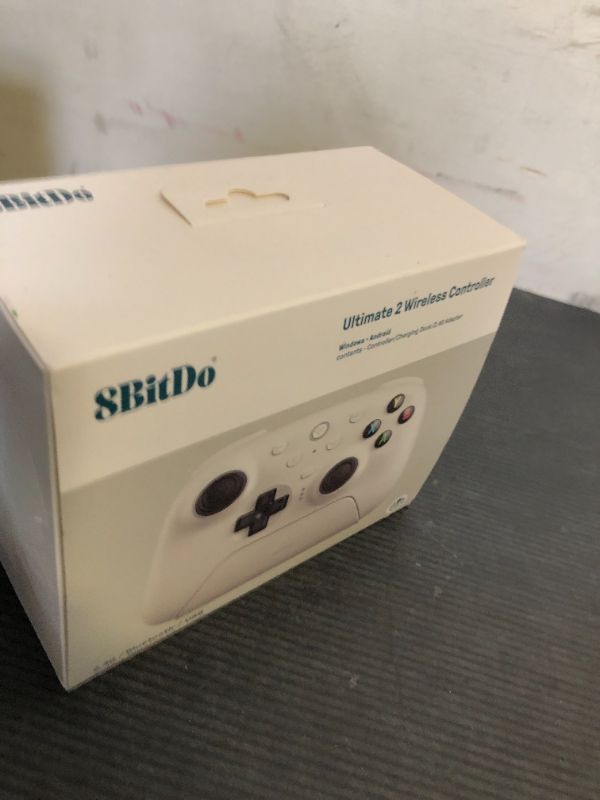 Photo 1 of 8Bitdo Ultimate 2 Wireless Gaming Controller with TMR Joysticks, Switchable Hall Effect/Tactile Triggers, 8Speed Wireless Tech, Charging Dock, RGB Fire Ring for PC & Android - White