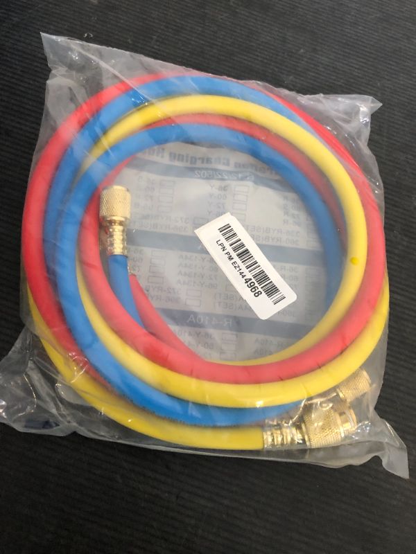 Photo 1 of Oralys 3 Pieces AC Manifold Gauge Hose Kit for R410a R22 R134a R404a, 1/4" Thread Automotive Air Condition Refrigerant R410a A/C Charging Hose with 5ft Hoses