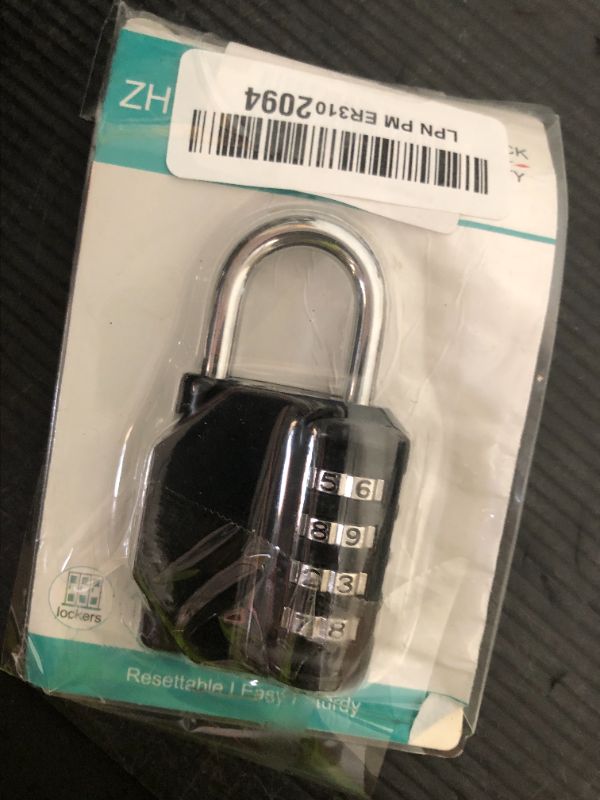 Photo 1 of ZHEGE Padlock, Combination Lock 4 Digits, Outdoor Padlock Weatherproof for Gym Locker, Garden Fence Gate (Black)