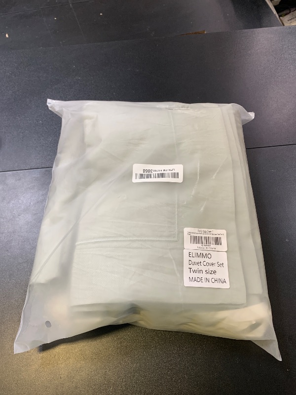 Photo 1 of ELIMMO Cooling Twin Duvet Cover Set-100% Washed Cotton with Chic Wide Trim Design Linen Like Textured Ultra Soft Cozy Bedding with Zipper Closure(Hemmed Sage Green,Twin/Twin XL 68"x90")