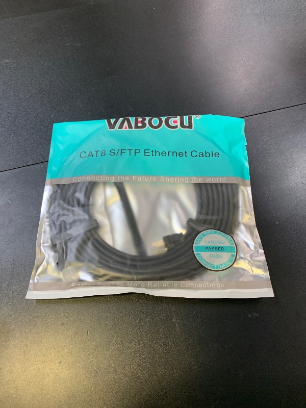Photo 1 of Cat 8 Ethernet Cable, 15ft Heavy Duty High Speed Internet Network Cable, Professional LAN Cable, 26AWG, 2000Mhz 40Gbps with Gold Plated RJ45 Connector, Shielded in Wall, Indoor&Outdoor, Black