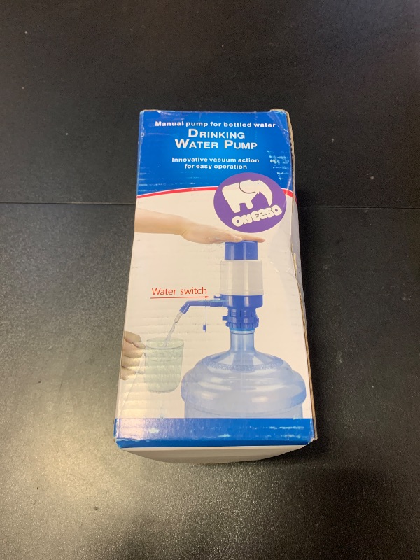 Photo 1 of Manual Water Bottle Pump, Easy Drinking Water Pump, Easy Portable Manual Hand Press Dispenser Water Pump for Universal 2-5 Gallon Bottle Coolers (White/Blue)