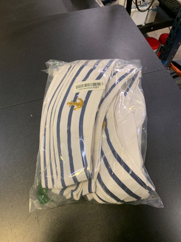 Photo 1 of 12 Pieces Sail Hats Blue with White Captain Sailor Hat for Men Women Costume Accessory Dressing up Party (Lovely Style)