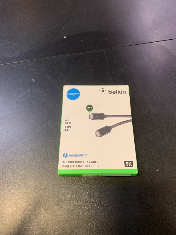 Photo 1 of Belkin Thunderbolt 3 Cable (USB-C to USB-C) - Up to 100W Fast Charging, MacBook Air & Galaxy Compatible, 5K/Ultra HD, 2.6ft Black