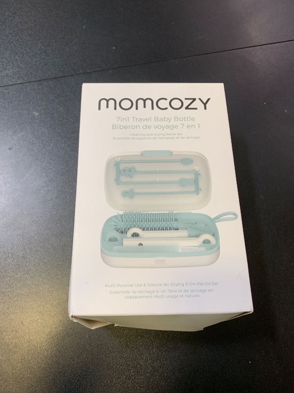 Photo 1 of Momcozy Bottle Brush Set - Baby Bottle Cleaner Kit with Silicone Brush, Nipple Brush, Straw Brush, Soap Dispenser, Drying Rack - 7 in 1 Bottle Cleaning Tool for Home and Travel