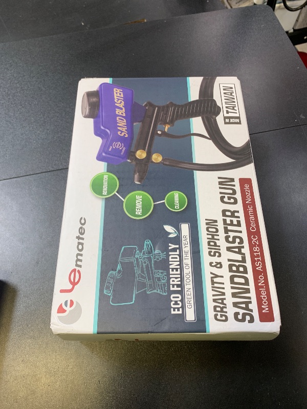 Photo 1 of LE LEMATEC Light-Duty Sandblaster Gun Kit, Requires Air Compressor (Not Included), Hobby Sand Blaster for Small Projects, Metal & Wood Surface Prep, AS118-2C
