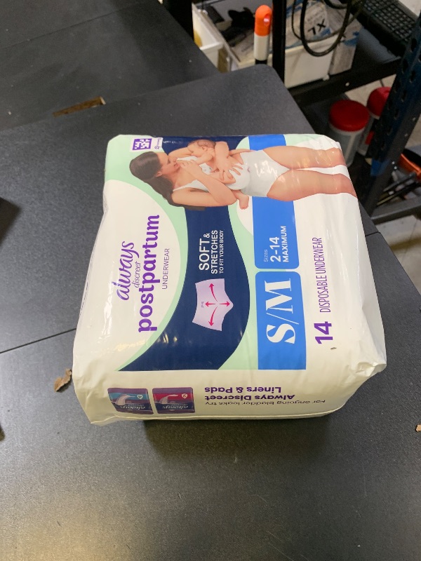 Photo 1 of Always Discreet Postpartum and Adult Incontinence Underwear for Women, Small/Medium, Maximum Protection, 14 Count