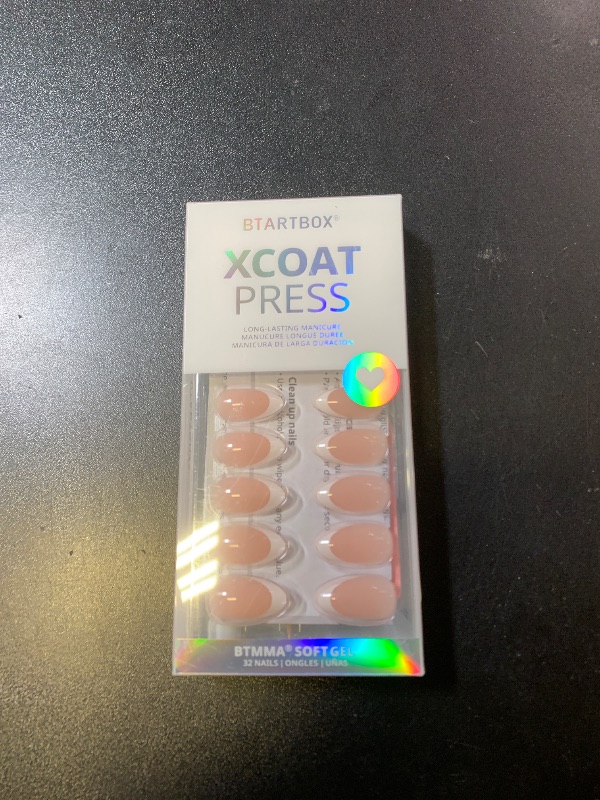Photo 1 of BTArtbox Press On Nails Short - French Tip Press On Nails, Almond Fake Nails White with Nail Glue, Fit Perfectly & Natural Reusable Stick On Nails in 15 Sizes Glue On Nails Kit, White French
