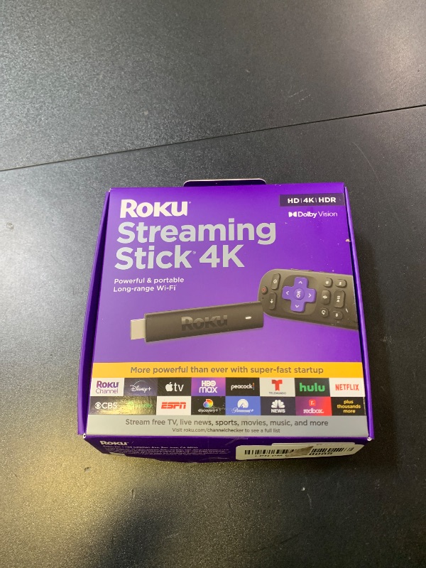 Photo 1 of Roku Streaming Stick 4K - HDR & Dolby Vision Roku Streaming Device for TV with Voice Remote & Long-Range Wi-Fi - Free & Live TV