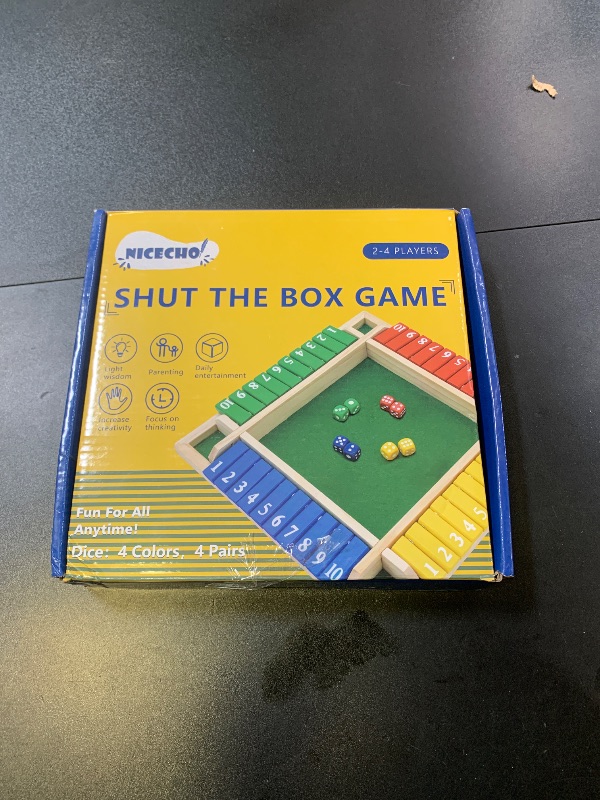 Photo 1 of Nicecho Shut The Box Dice Game,2-4 Player Family Wooden Board Table Math Games for Adults and Kids, 8 Dices Classics Tabletop Version Games for Classroom,Home,Party or Pub