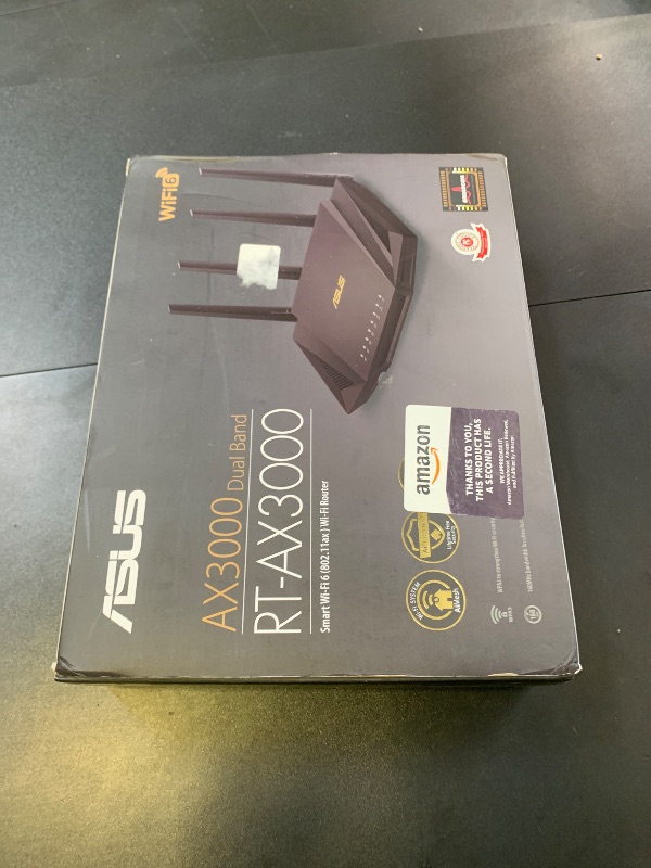 Photo 1 of ASUS RT-AX3000 Ultra-Fast Dual Band Gigabit Wireless Router - Next Gen WiFi 6, Adaptive QoS, and AiProtection by Trend Micro | 1x WAN, 4x 1G LAN, 1x USB 3.0 - AiMesh Compatible