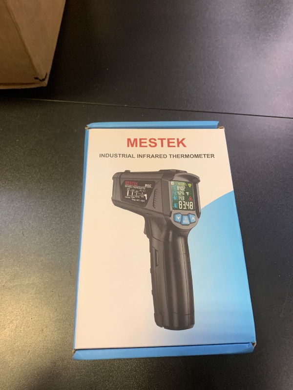 Photo 1 of MESTEK Infrared Thermometer Gun, Non Contact Digital Laser Thermometer Temperature Gun with Color LCD for Cooking, Home Repairs, Humidity Measurement, Adjustable Emissivity -58°F to 1472°F(-50~800°C)